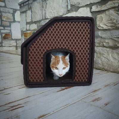 Bod Dış Mekan Yağmura Ve Soğuğa Dayanıklı Eva Kedi Evi Yuvası Gri - 2