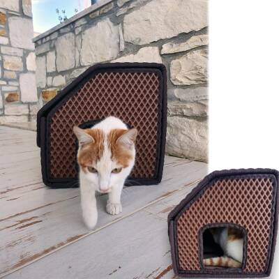Bod Dış Mekan Yağmura Ve Soğuğa Dayanıklı Eva Kedi Evi Yuvası Gri - 5