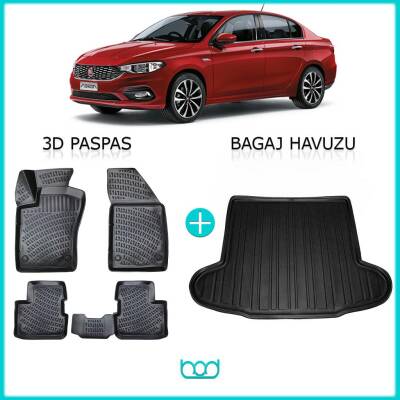 Bod Fiat Egea Sedan 3D Havuzlu Paspas ve Bagaj Havuzu Seti - 1
