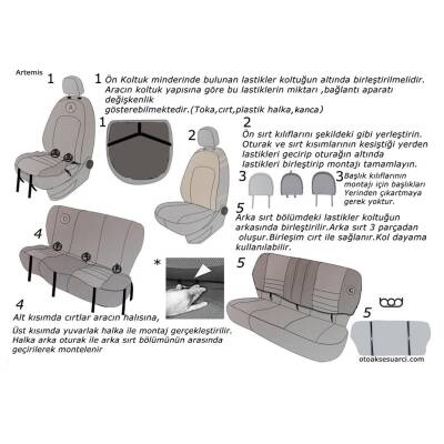 Bod Jeep Cherokee Koltuk Koruyucu Kılıf 2008-2013 Artemis Serisi Füme - 6