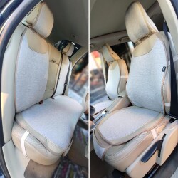 Bod Keten Terletmez Oto Koltuk Minderi Seti Koltuk Koruma Kılıfı Yalı Serisi Ön Arka Set Bej - 2