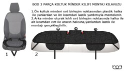 Bod Oto Koltuk Koruma Kılıfı Artemis Serisi Ön Arka 3 lü Minder Seti Füme - 8