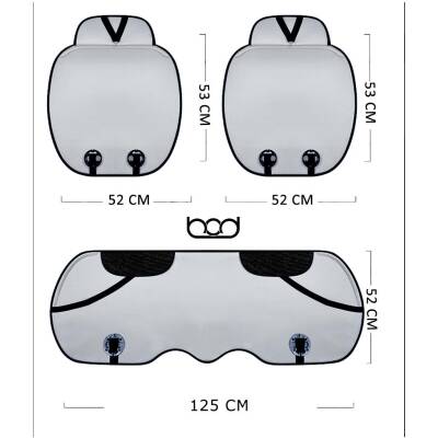 Bod Oto Koltuk Koruma Kılıfı Artemis Serisi Ön Arka 3 lü Minder Seti Gri - 4