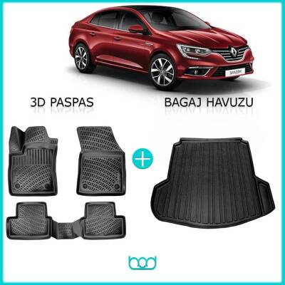 Bod Renault Megeane 4 Sedan 3D Havuzlu Paspas ve Bagaj Havuzu Seti - 1