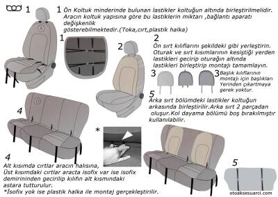 Bod Side Serisi Taytüyü Oto Koltuk Minder Koruma Kılıfı Set - 4