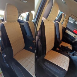 Bod Toyota Corolla Araca Özel Oto Koltuk Kılıfı Alinda Bej-Siyah 2013-2019 E180 - 2