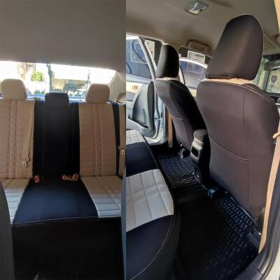 Bod Toyota Corolla Araca Özel Oto Koltuk Kılıfı Alinda Bej-Siyah 2013-2019 E180 - 3