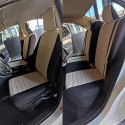 Bod Toyota Corolla Araca Özel Oto Koltuk Kılıfı Alinda Bej-Siyah 2013-2019 E180 - 4