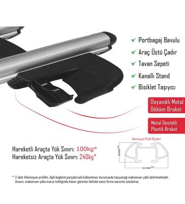 Port Bagaj Ara Atkı Tavan Barı 135cm Bod - 6