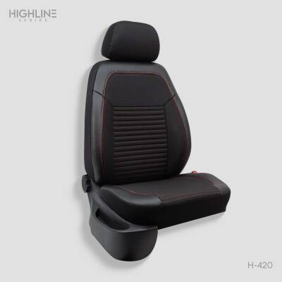 Universal Highline Serisi Oto Koltuk Kılıf Keten Siyah-Kırmızı İp - 1