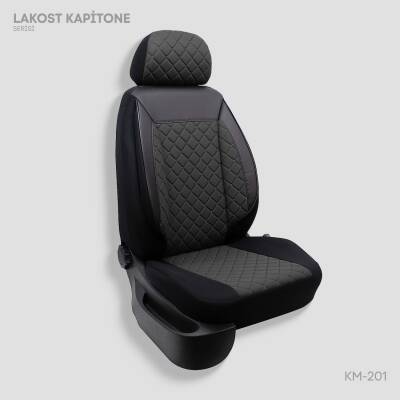 Universal Kapitone-Lakost(Milenyum) Serisi Oto Koltuk Kılıf Füme-Siyah - 1