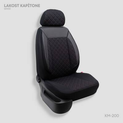 Universal Kapitone-Lakost(Milenyum) Serisi Oto Koltuk Kılıf Siyah-Siyah İp - 1